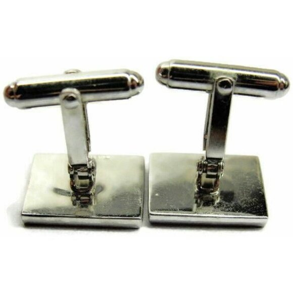 Cufflinks Black Onyx Pearl Double Rectangle Sterling Silver 925 Patina Vtg - Picture 4 of 12